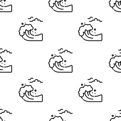 tsunami icon pattern. Seamless tsunami pattern on white background.