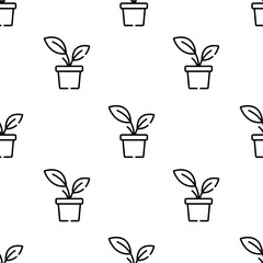 plant icon pattern. Seamless plant pattern on white background.