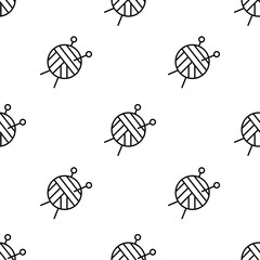 wool ball icon pattern. Seamless wool ball pattern on white background.