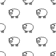 sheep icon pattern. Seamless sheep pattern on white background.