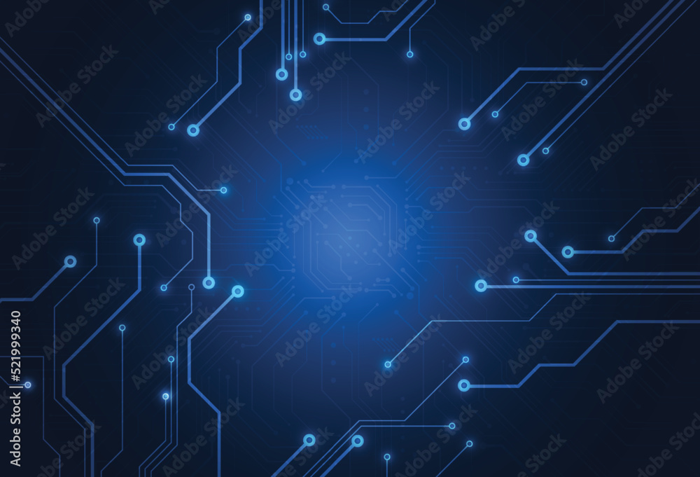 Wall mural abstract digital background with technology circuit board texture. electronic motherboard illustrati