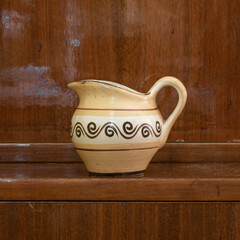 Ukrainian ethno painted traditional clay creamer.