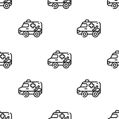 ambulance icon pattern. Seamless ambulance pattern on white background.