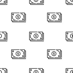 cash icon pattern. Seamless cash pattern on white background.