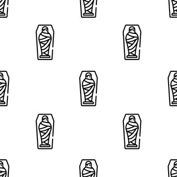 Mummy Icon Pattern. Seamless Mummy Pattern On White Background.