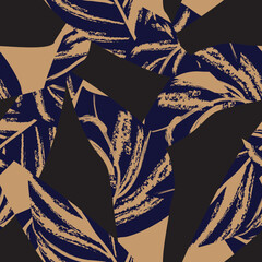 Brushstroke Tropical Leaf Seamless Pattern Design