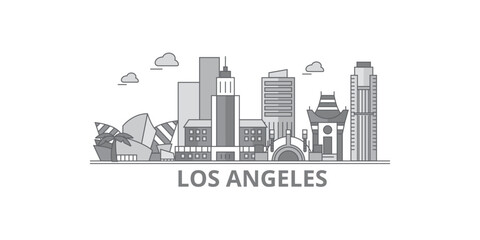 United States, Los Angeles City city skyline isolated vector illustration, icons
