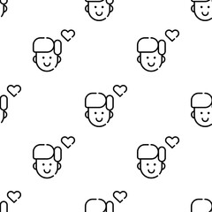 boy icon pattern. Seamless boy pattern on white background.