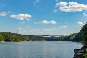 Vltava river and Zdakov bridge (???kovsk? most - in czech) near Orlik nad Vltavou. Czechia. © Sergey Fedoskin