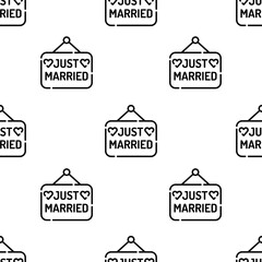 just married icon pattern. Seamless just married pattern on white background.