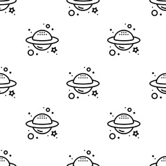 planet icon pattern. Seamless planet pattern on white background.