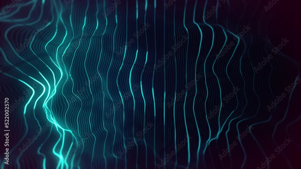 Poster abstract digital waving neon lines fx background loop/ 4k animation of an abstract background with d