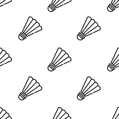 badminton icon pattern. Seamless badminton pattern on white background.