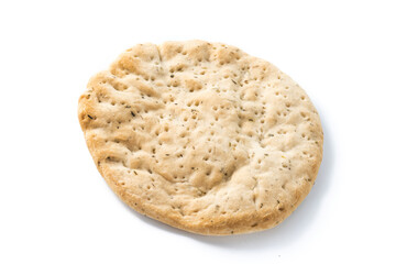 Italian focaccia with rosemary isolated on white background