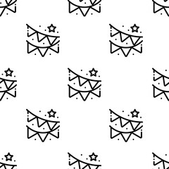 garland icon pattern. Seamless garland pattern on white background.