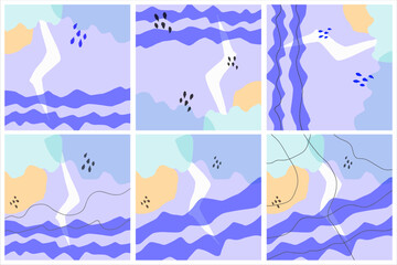 Naklejka premium Abstract hand drawn doodle shapes pastel colors.