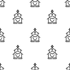church icon pattern. Seamless church pattern on white background.