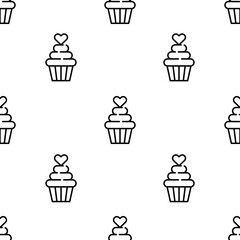 cupcake icon pattern. Seamless cupcake pattern on white background.
