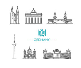 Germany, Berlin, outline city vector illustration, symbol travel sights landmarks © tettygreen