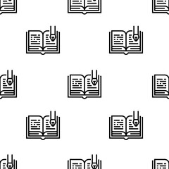 open book icon pattern. Seamless open book pattern on white background.