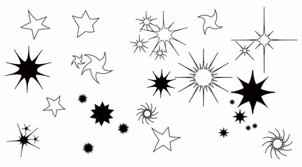 Fototapeta na wymiar set star, snowflake. A set for your decor of a postcard, poster and other options