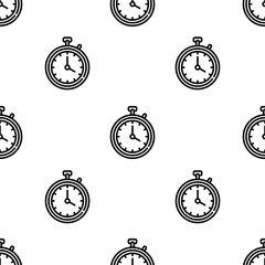 stopwatch icon pattern. Seamless stopwatch pattern on white background.
