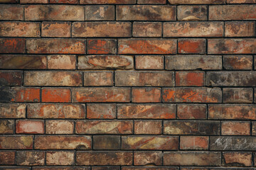Fototapeta premium Wall made of old red bricks of different shades. Texture, background for design.