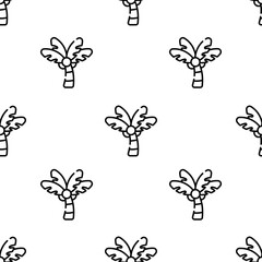 palm tree icon pattern. Seamless palm tree pattern on white background.