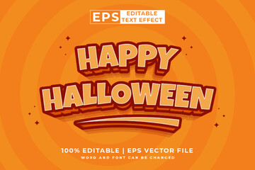 Editable text effect Happy Halloween 3d cartoon template style premium vector