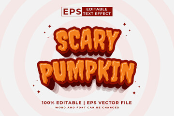 Editable text effect Scary Pumpkin 3d cartoon template style premium vector - obrazy, fototapety, plakaty