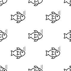 fishes icon pattern. Seamless fishes pattern on white background.