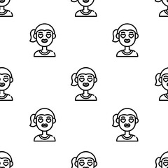 girl icon pattern. Seamless girl pattern on white background.