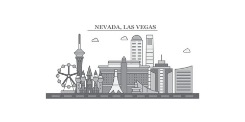 United States, Las Vegas city skyline isolated vector illustration, icons © iconsgraph