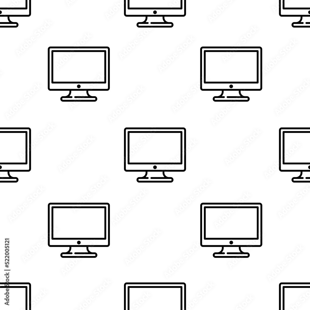 Poster computer icon pattern. seamless computer pattern on white background.