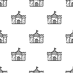 castle icon pattern. Seamless castle pattern on white background.
