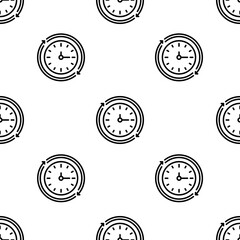 wall clock icon pattern. Seamless wall clock pattern on white background.