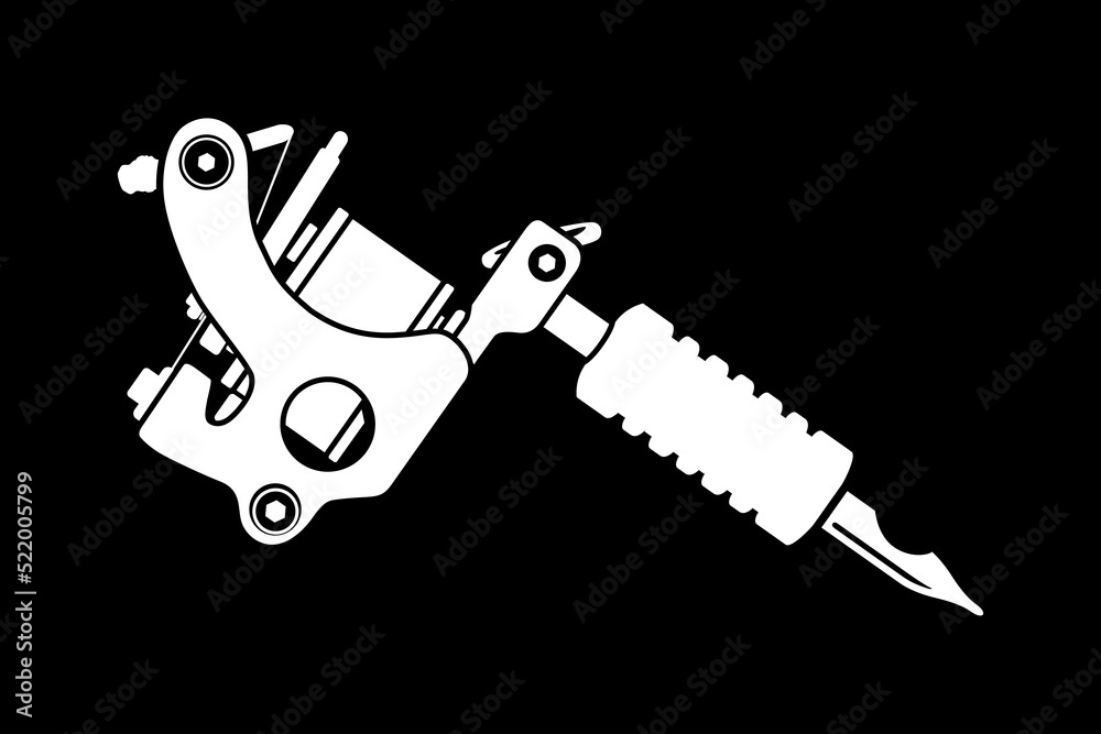 Wall mural modern tattoo machine illustration in black and white vector design