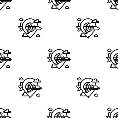 airplane icon pattern. Seamless airplane pattern on white background.