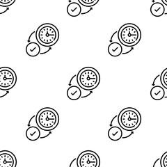 wall clock icon pattern. Seamless wall clock pattern on white background.
