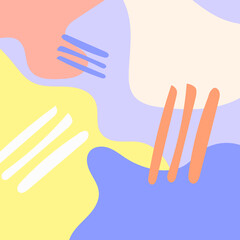 Abstract hand drawn doodle shapes pastel colors.