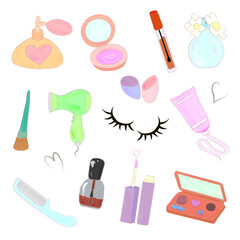 Set of make up products