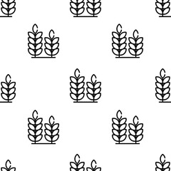 wheat icon pattern. Seamless wheat pattern on white background.