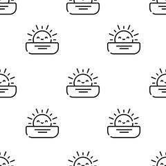 sunset icon pattern. Seamless sunset pattern on white background.