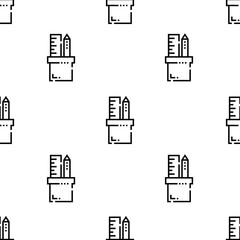 pencil case icon pattern. Seamless pencil case pattern on white background.