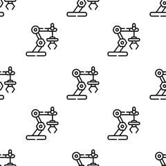 industrial robot icon pattern. Seamless industrial robot pattern on white background.