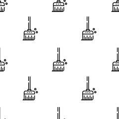 broom icon pattern. Seamless broom pattern on white background.