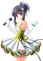 illustration of idol girl anime style - obrazy, fototapety, plakaty