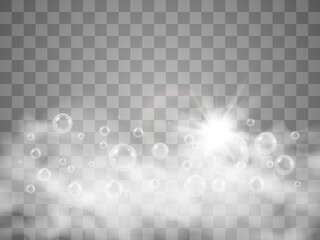 	
Air soap bubbles on a transparent background .Vector illustration of bulbs.