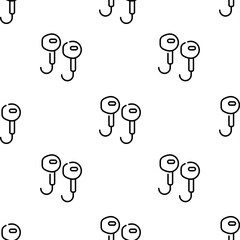 earphones icon pattern. Seamless earphones pattern on white background.