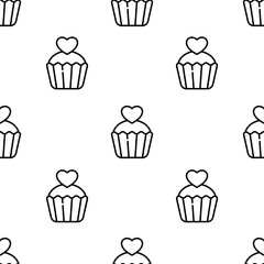 cupcake icon pattern. Seamless cupcake pattern on white background.